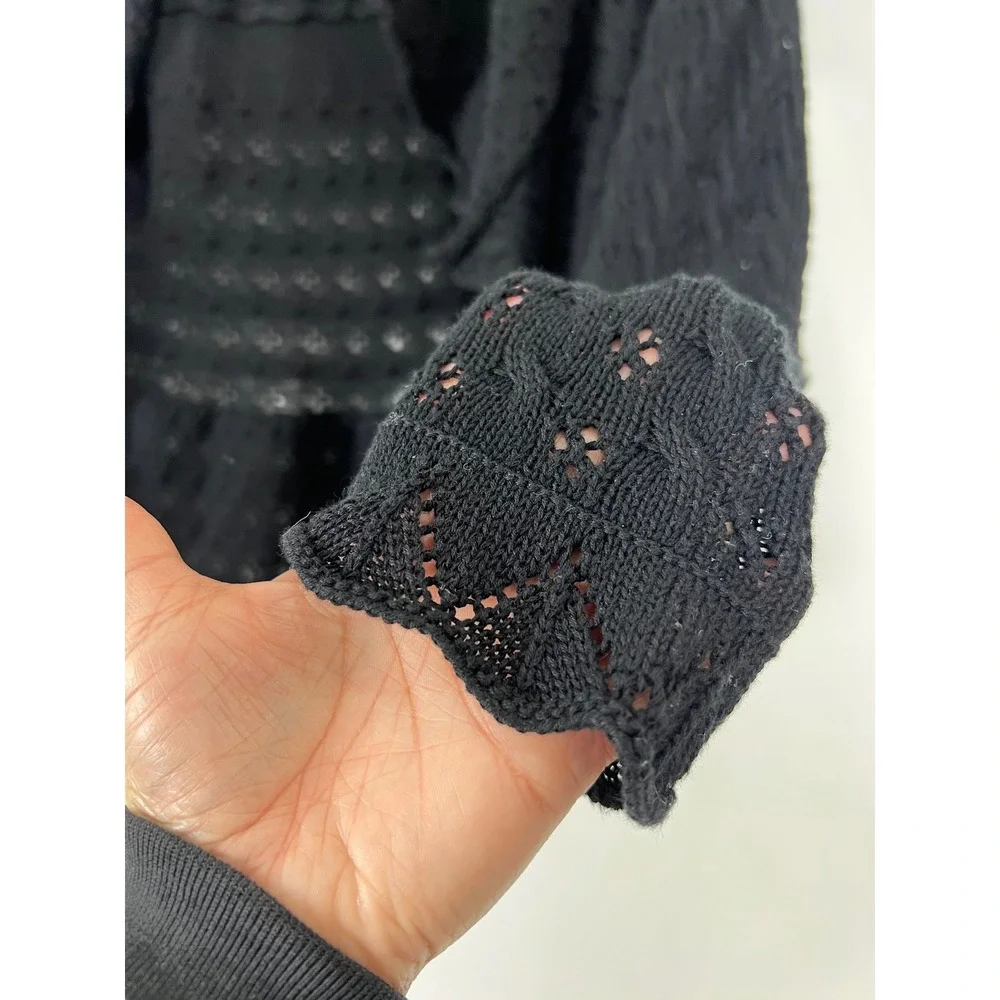 Y2K Cardigan Sweater Cowl Neck High Lo Open Knit‎ Sweater - Picture 6 of 7